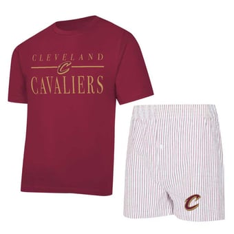 Women's Concepts Sport  Wine/White Cleveland Cavaliers Copeland T-Shirt & Shorts Sleep Set