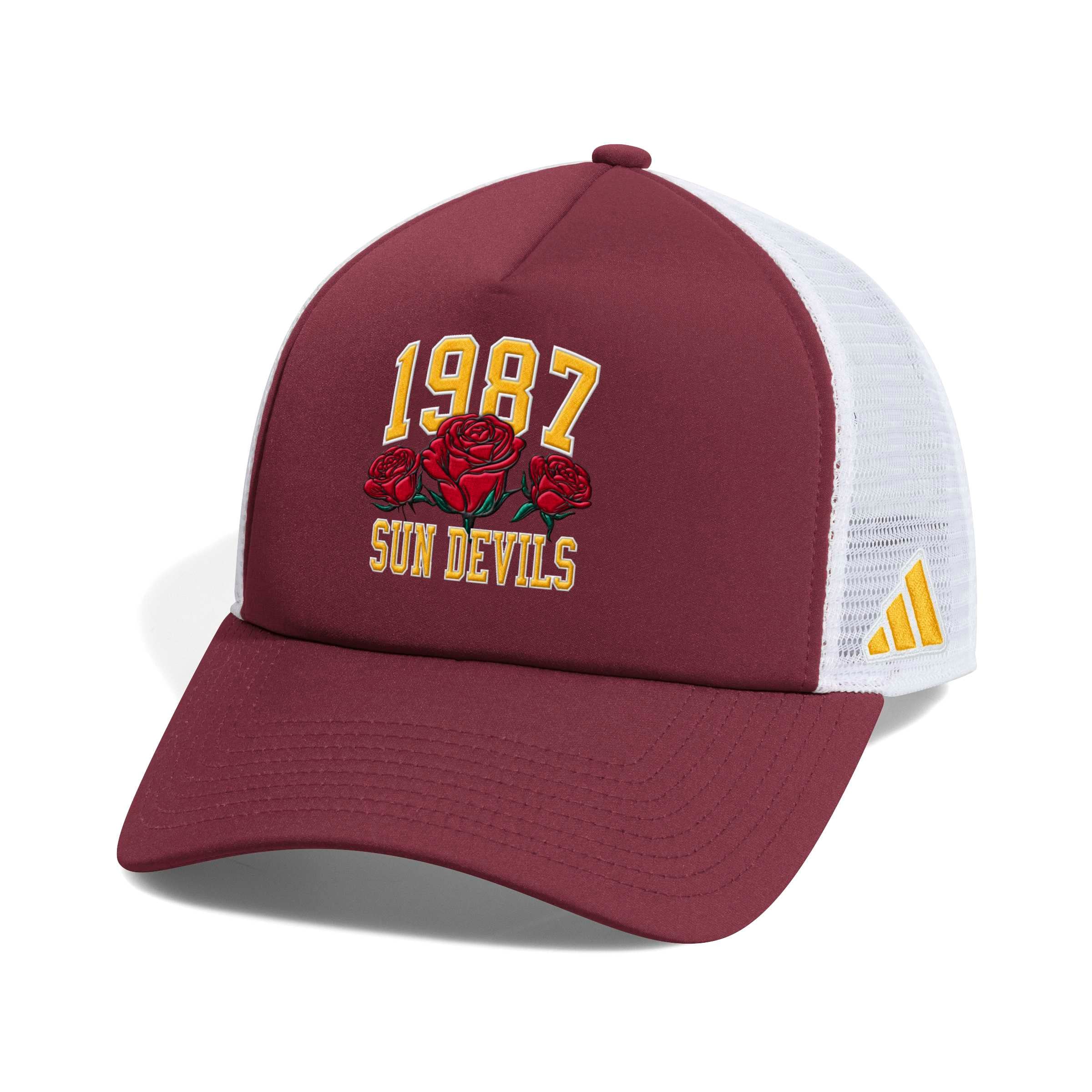 Men's adidas  Maroon Arizona State Sun Devils Roses & Devils Foam Front Trucker Adjustable Hat