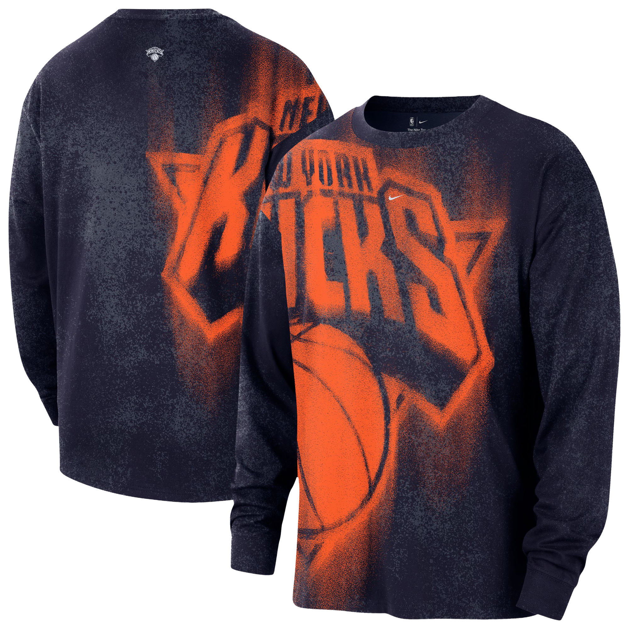 Men's Nike Navy New York Knicks 2026/27 Standard Issue Game Theater Team Anthem Long Sleeve T-Shirt