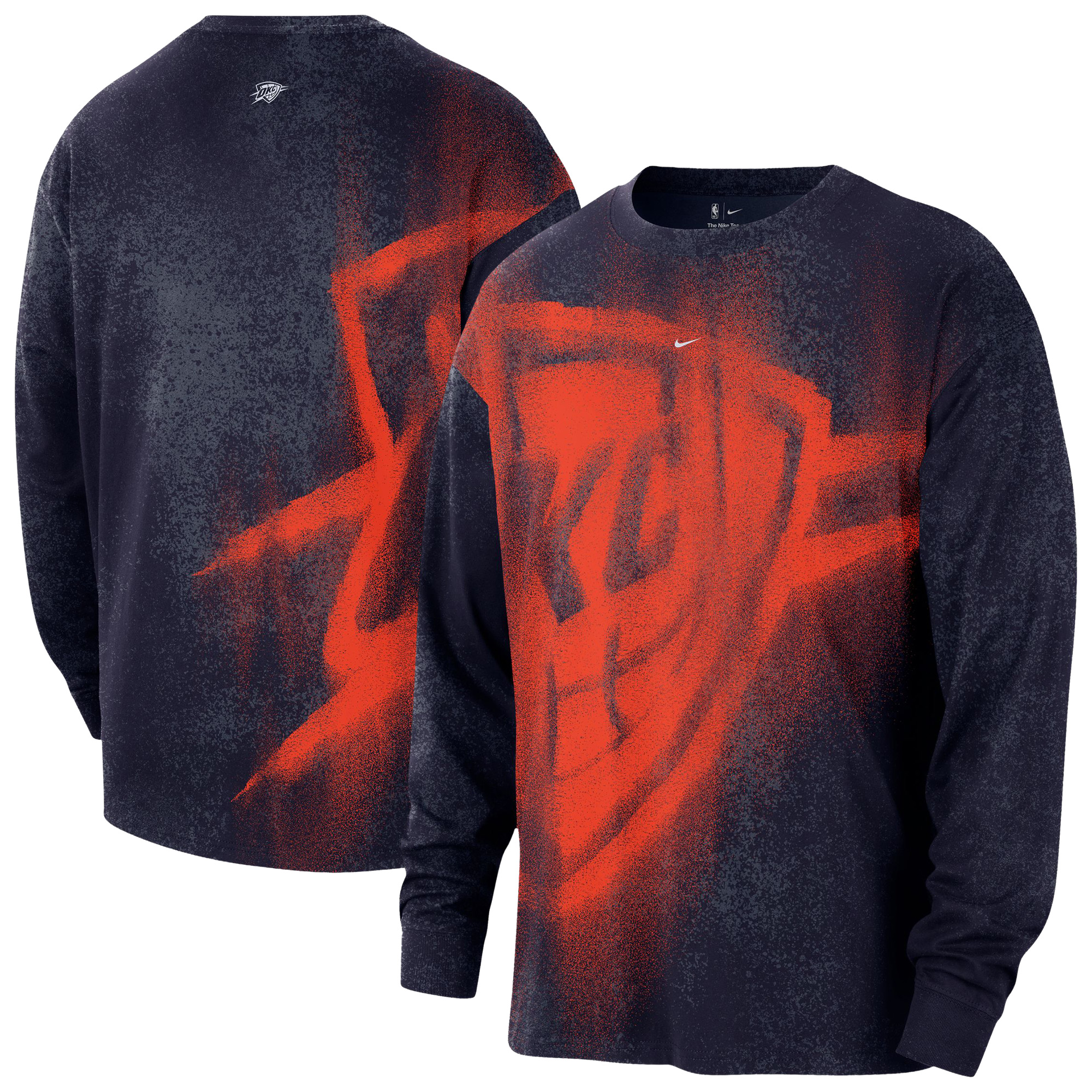 Men's Nike Navy Oklahoma City Thunder 2026/27 Standard Issue Game Theater Team Anthem Long Sleeve T-Shirt