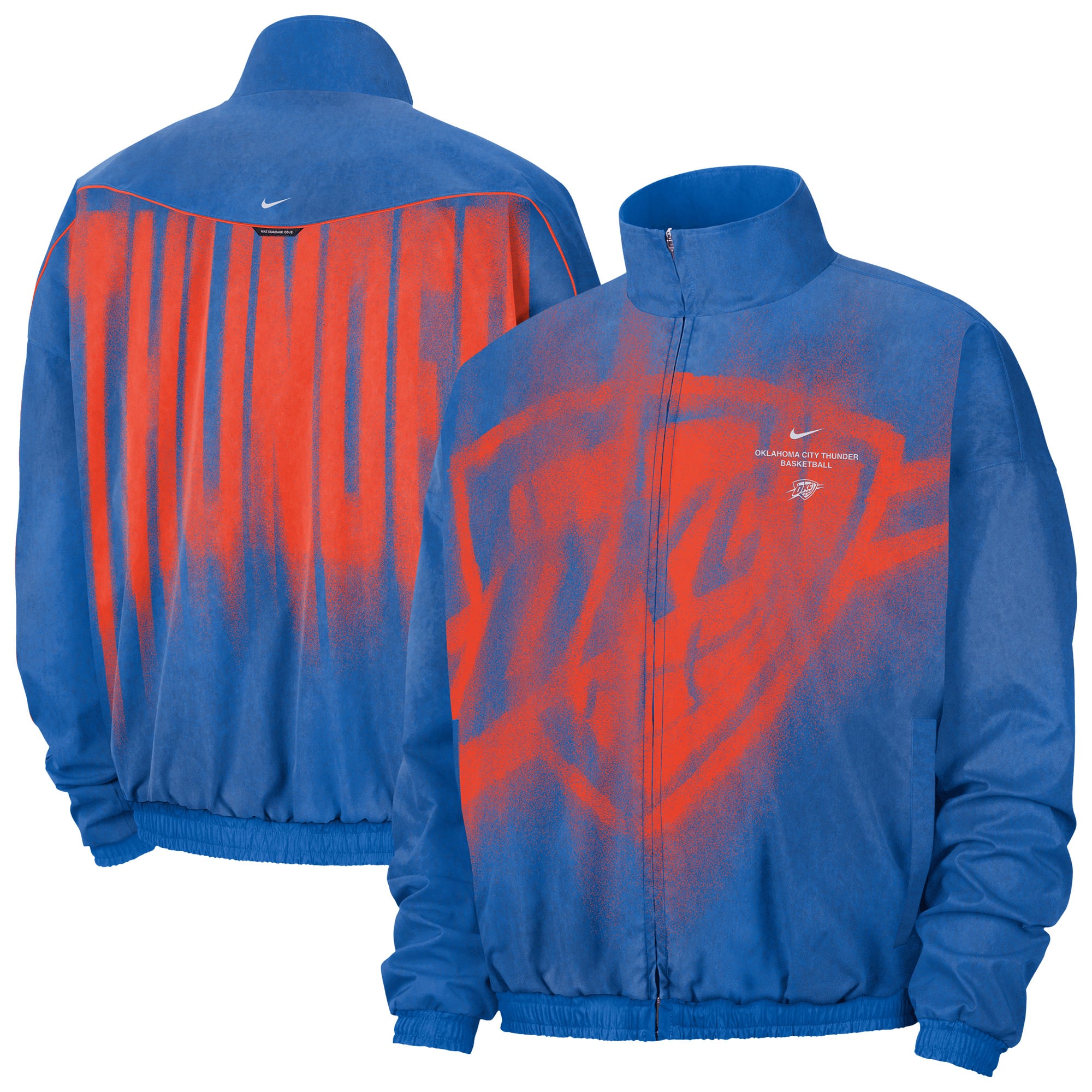 Men's Nike Blue Oklahoma City Thunder 2026/27 Standard Issue On-Court Game Theater Loud Full-Zip Jacket