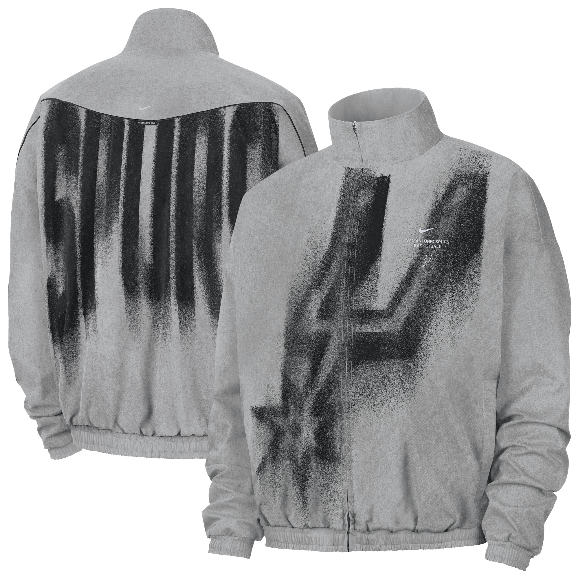 Nike Adult San Antonio Spurs Worn With Obsession Standard Issue Game Theater Loud Woven Jacket, Men's, Large, Gray
