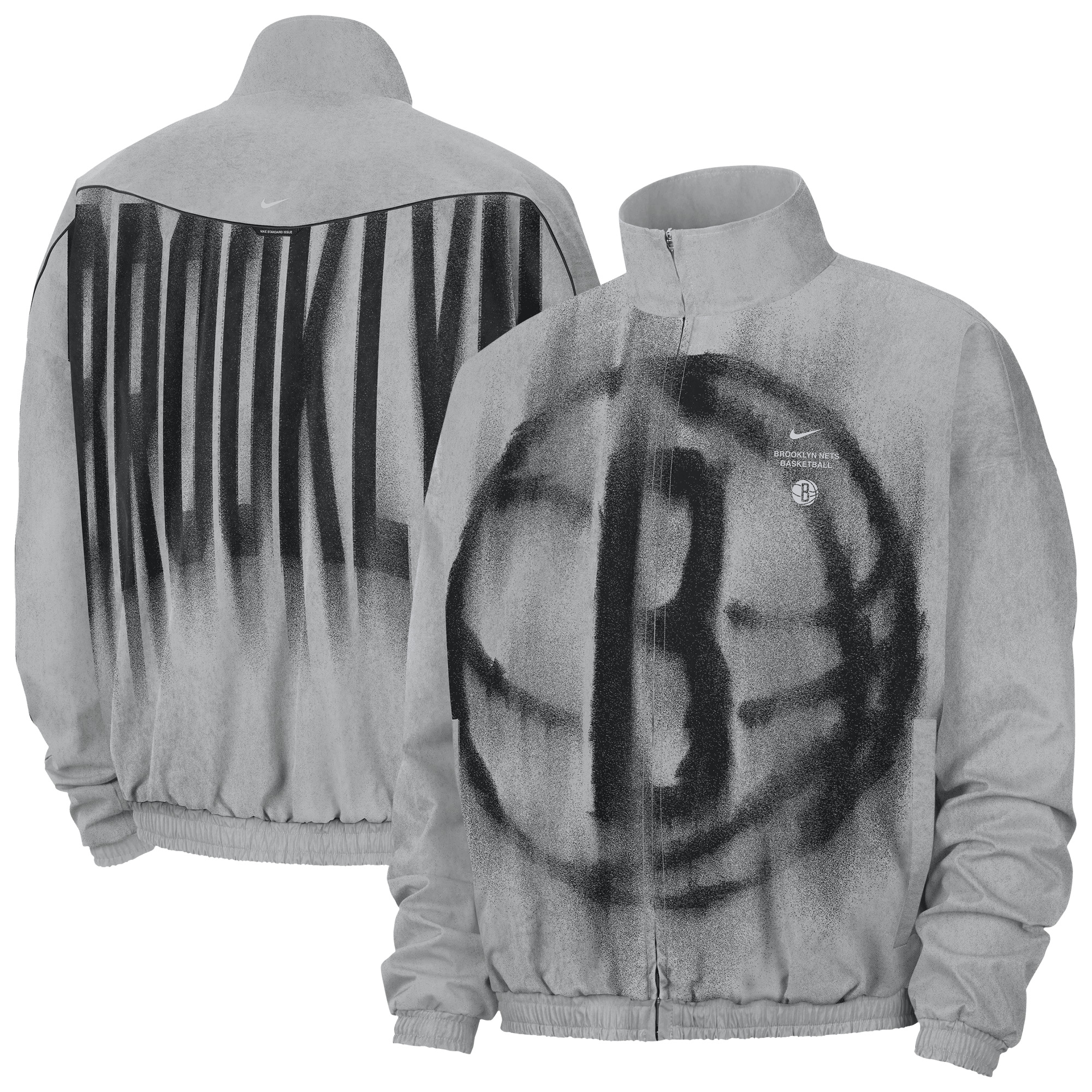 Men's Nike Silver Brooklyn Nets 2026/27 Standard Issue On-Court Game Theater Loud Full-Zip Jacket