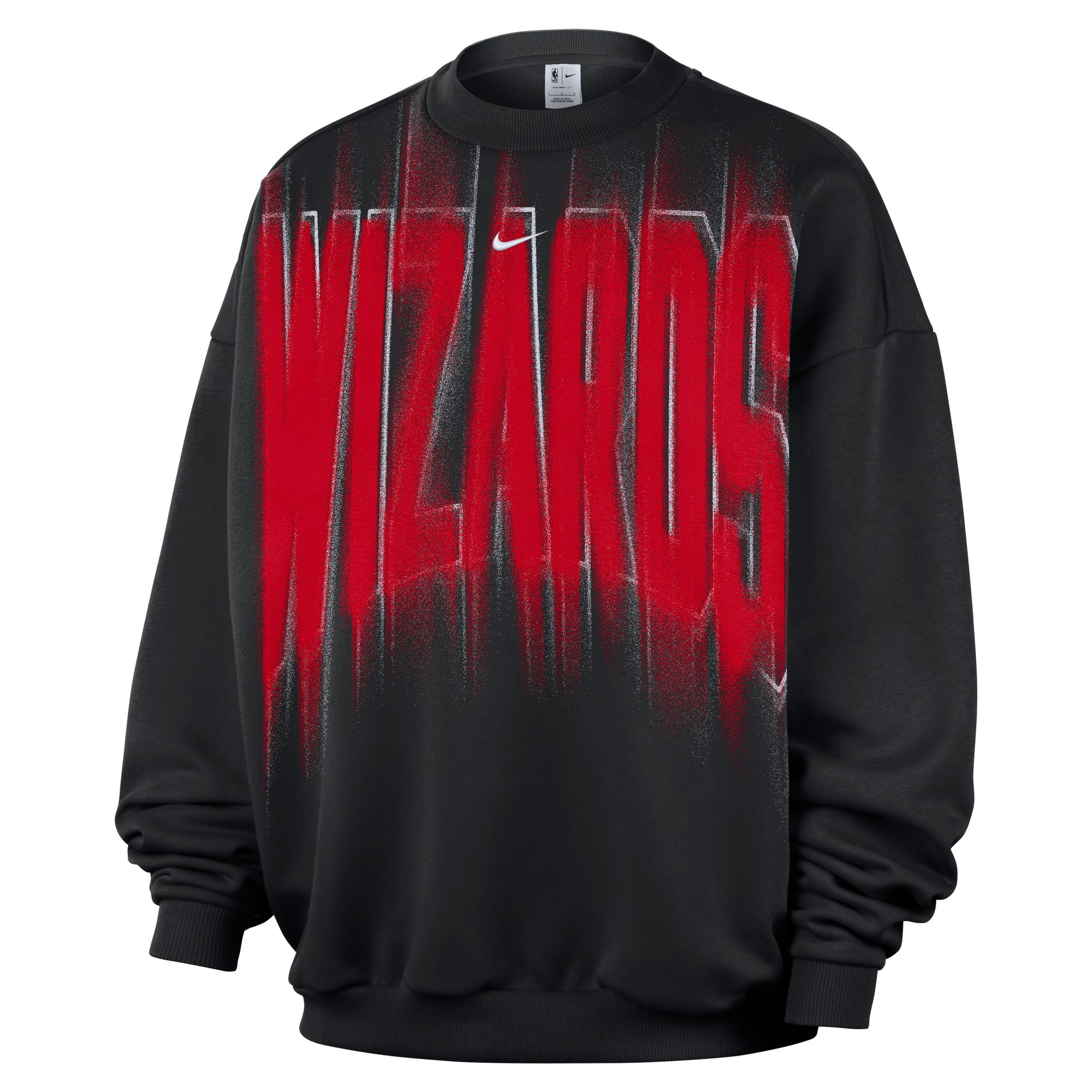 Nike Men's Black, White Washington Wizards 2026 Game Theather Fleece Crewneck Sweatshirt - Black, White