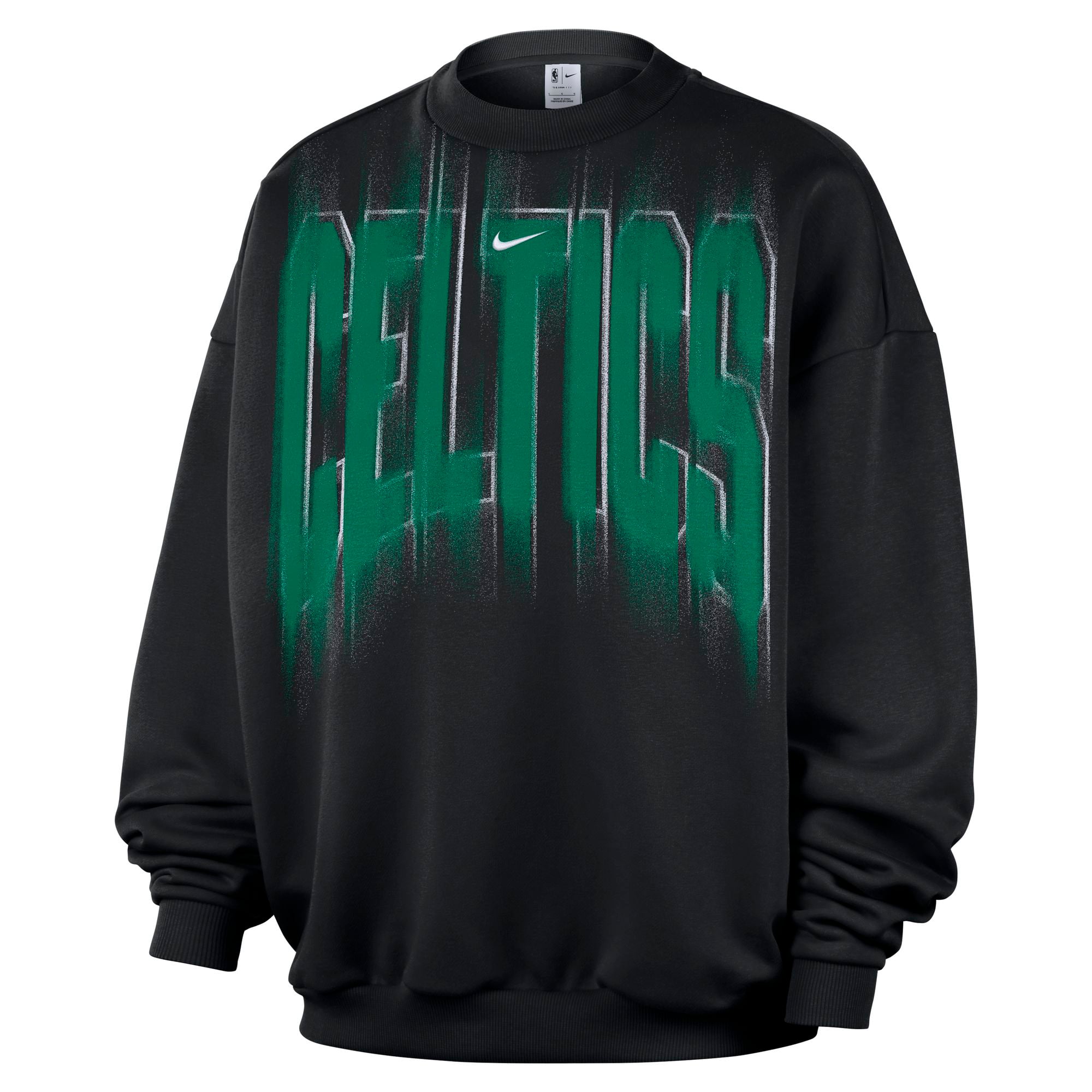 Nike Men's Black, White Boston Celtics 2026 Game Theather Fleece Crewneck Sweatshirt - Black, White