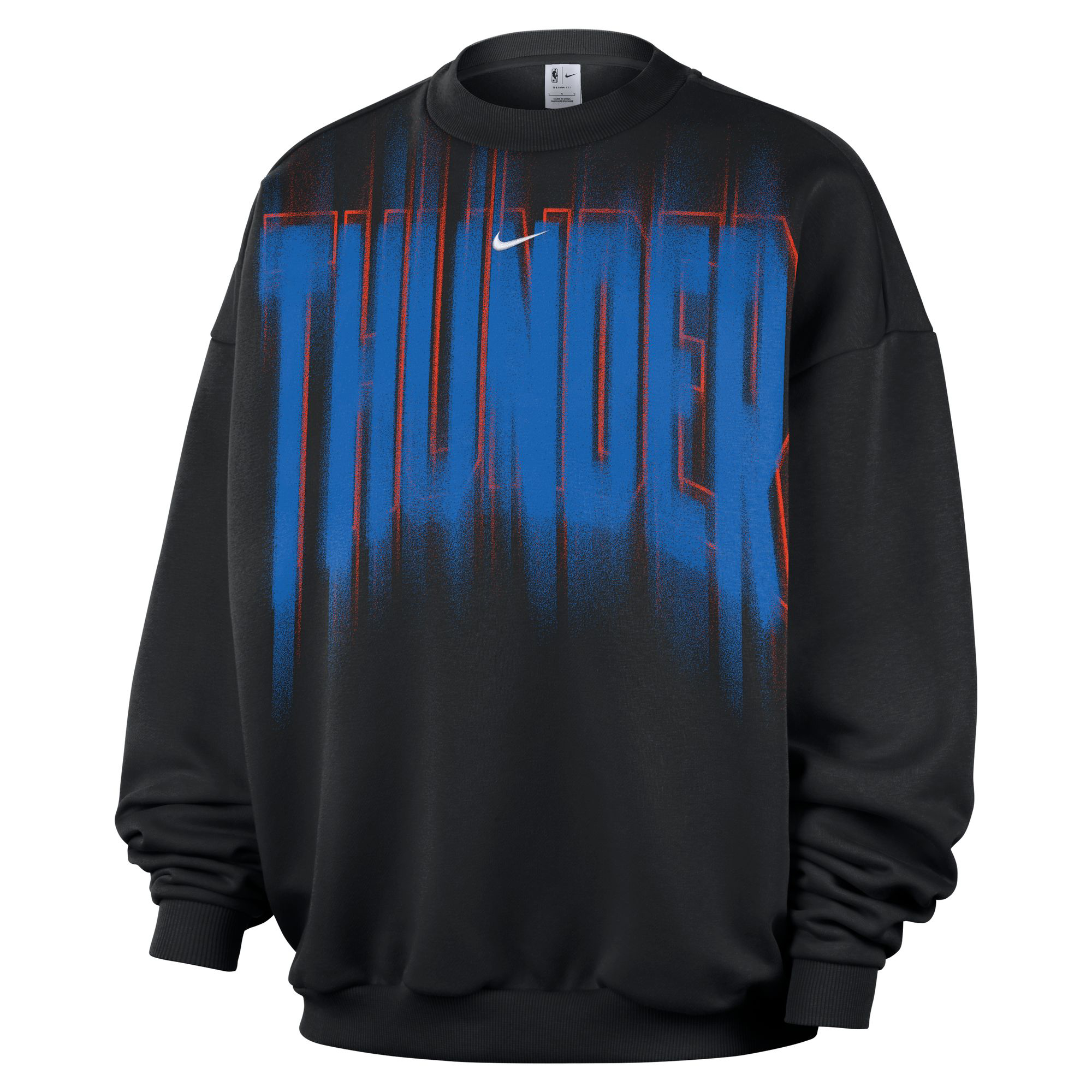 Nike Men's Black, White Oklahoma City Thunder 2026 Game Theather Fleece Crewneck Sweatshirt - Black, White