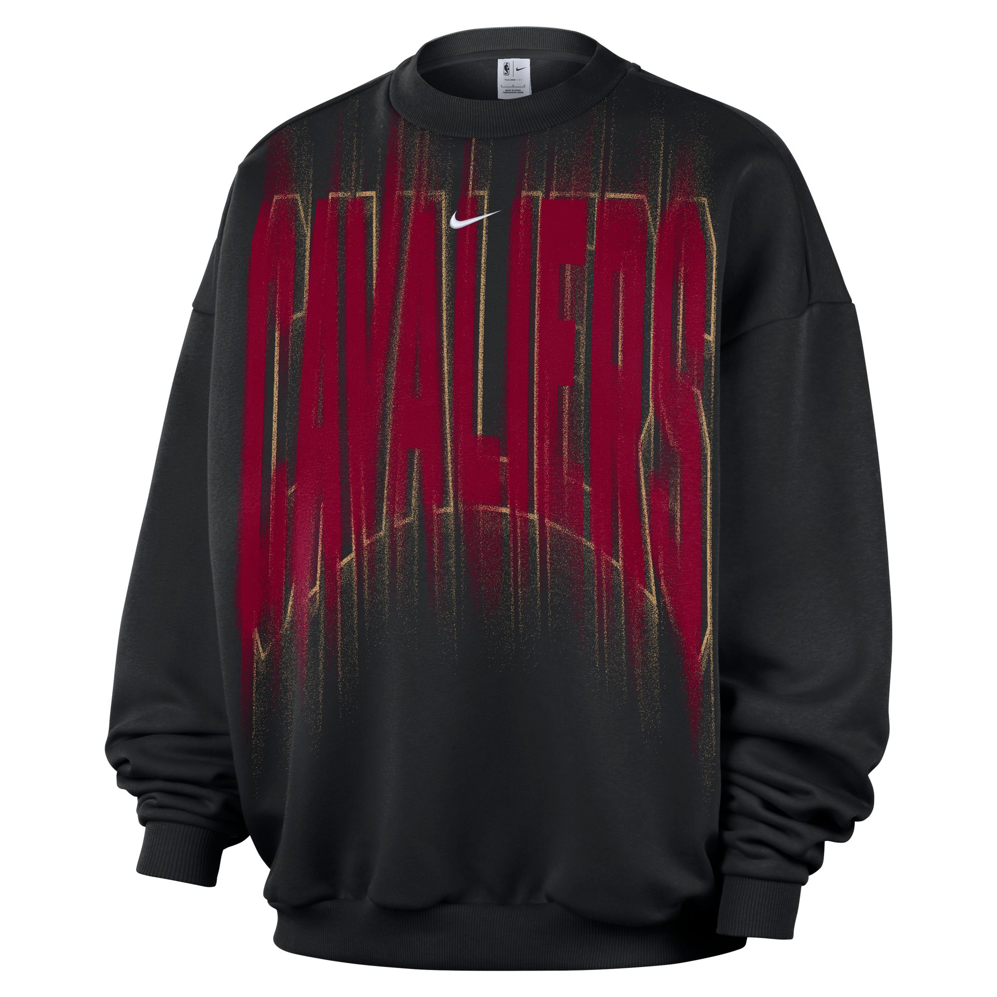 Nike Men's Black, White Cleveland Cavaliers 2026 Game Theather Fleece Crewneck Sweatshirt - Black, White