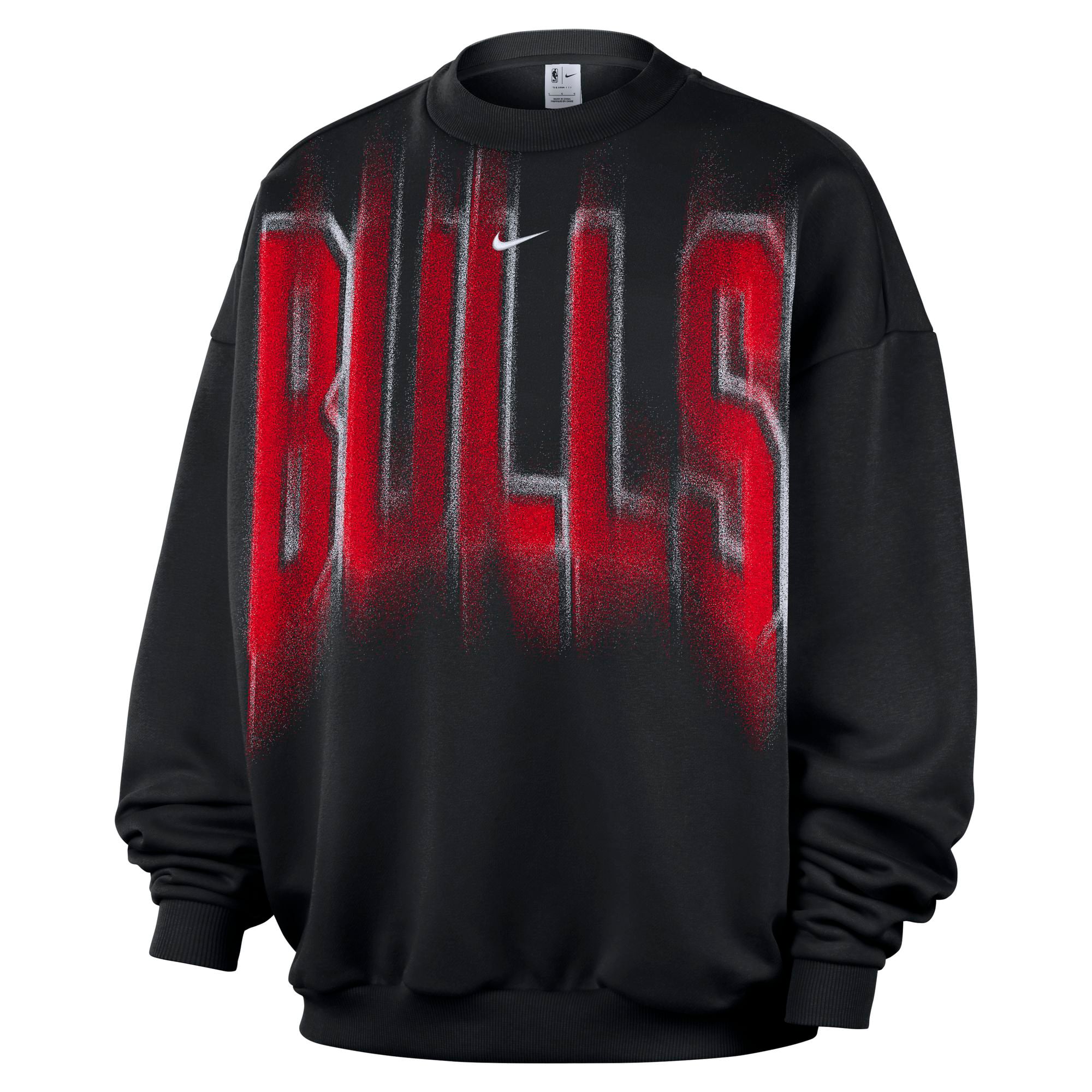Nike Men's Black, White Chicago Bulls 2026 Game Theather Fleece Crewneck Sweatshirt - Black, White