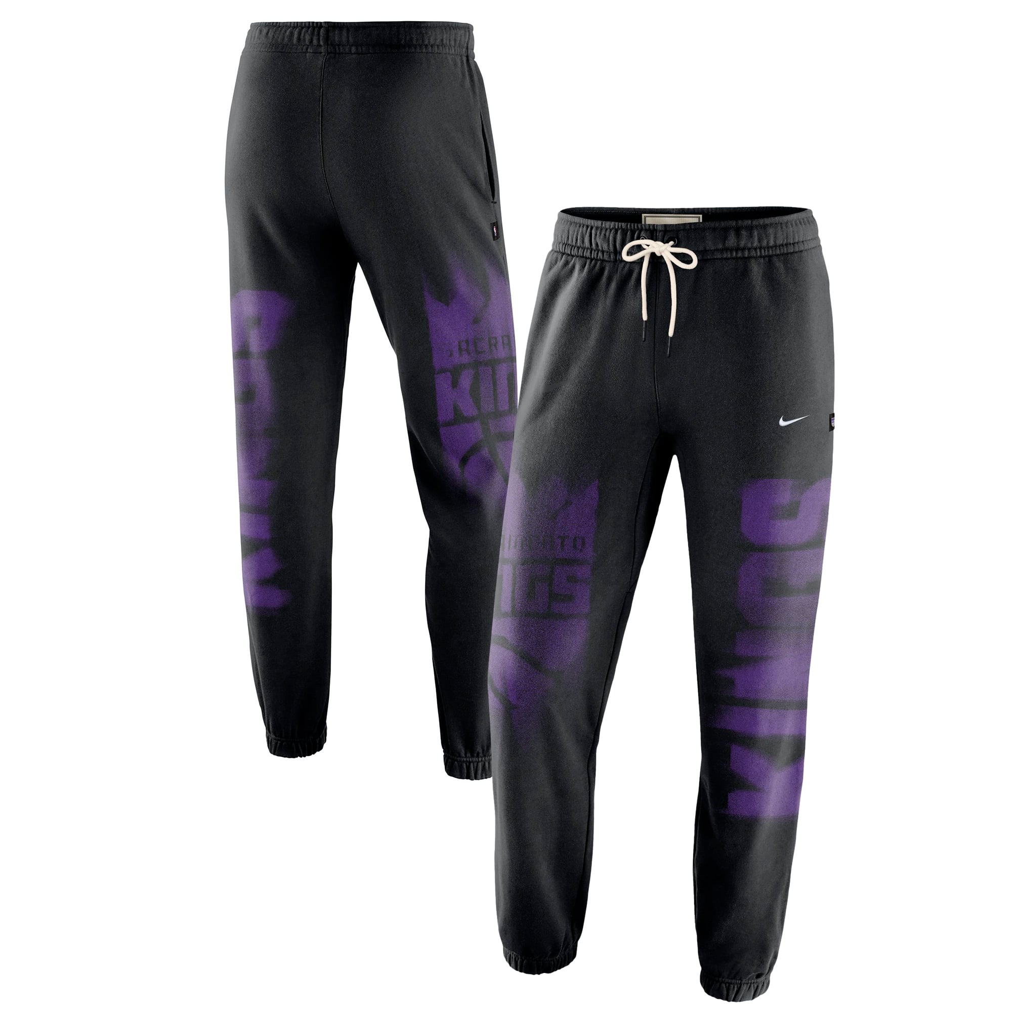 Nike Men's Black, White Sacramento Kings 2026 Game Theather Fleece Sweatpants - Black, White