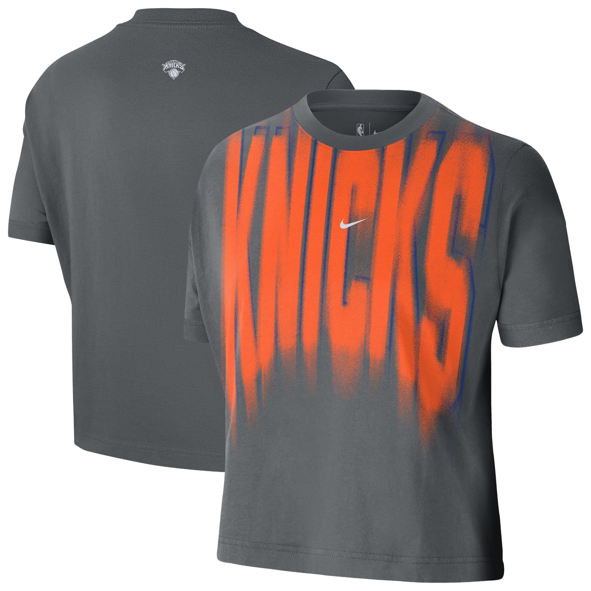 Women's Nike Gray New York Knicks 2026/27 Standard Issue Game Theater Team Anthem T-Shirt