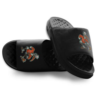 Unisex ISlide Miami Hurricanes Pixeled Distressed Motive Slide Sandals