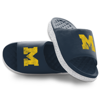 Unisex ISlide Michigan Wolverines Pixeled Distressed Motive Slide Sandals