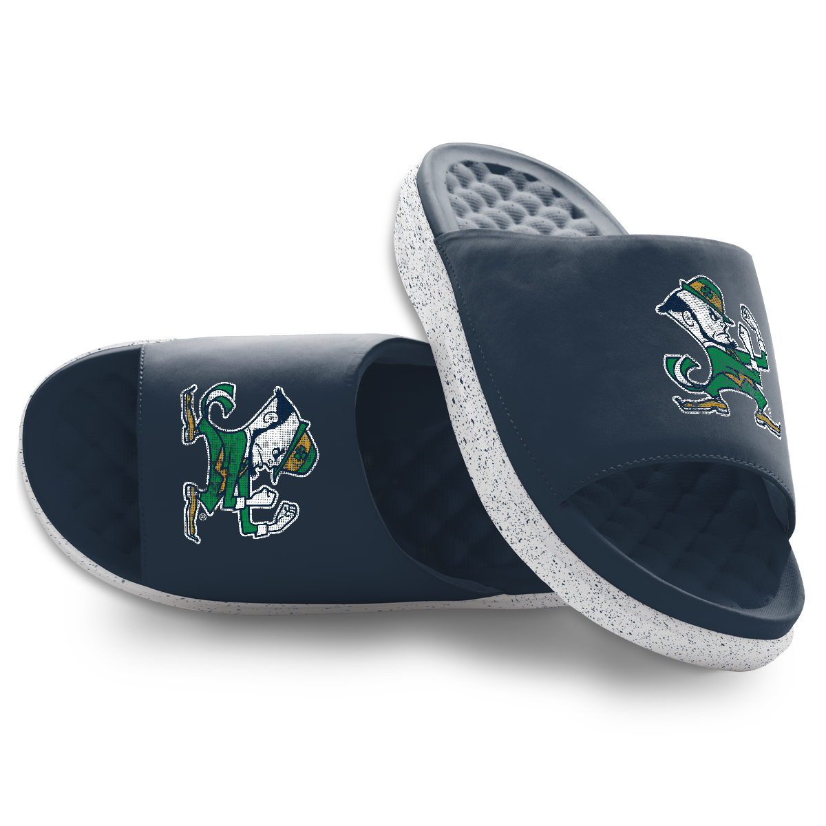 Unisex ISlide Notre Dame Fighting Irish Pixeled Distressed Motive Slide Sandals