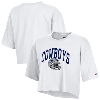 Women's Champion  White Dallas Cowboys Boyfriend Cropped T-Shirt