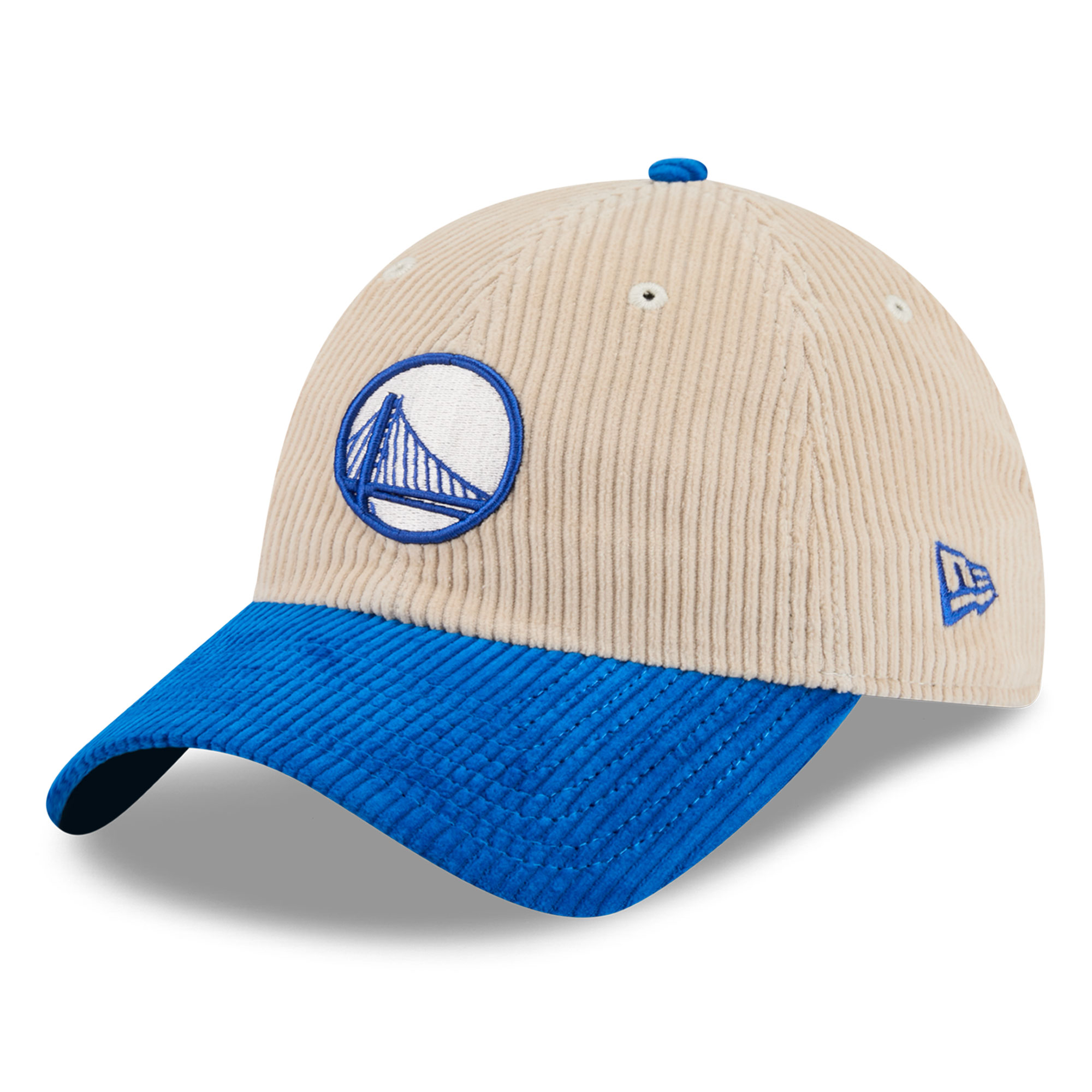Men's New Era Cream/Royal Golden State Warriors Tonal Corduroy Casual Classic Adjustable Hat