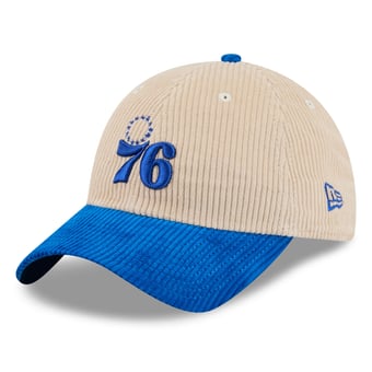Men's New Era Cream/Royal Philadelphia 76ers Tonal Corduroy Casual Classic Adjustable Hat
