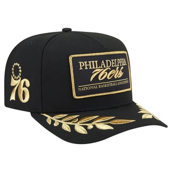 Men's New Era Black Philadelphia 76ers Golden 9FIFTY Snapback Hat