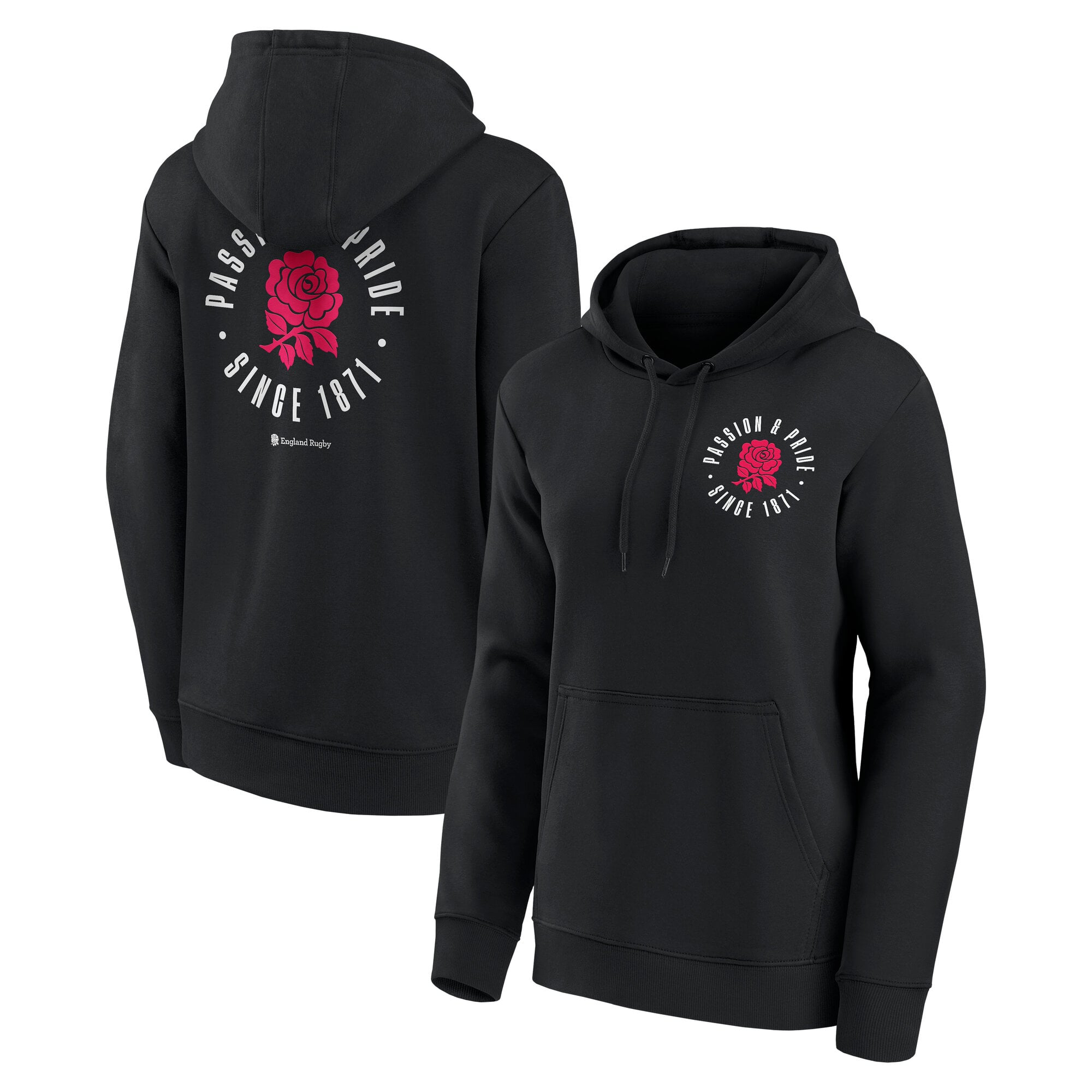 England Rugby Passion and Pride Graphic Hoodie - Black - Womens: retailer-supplied image