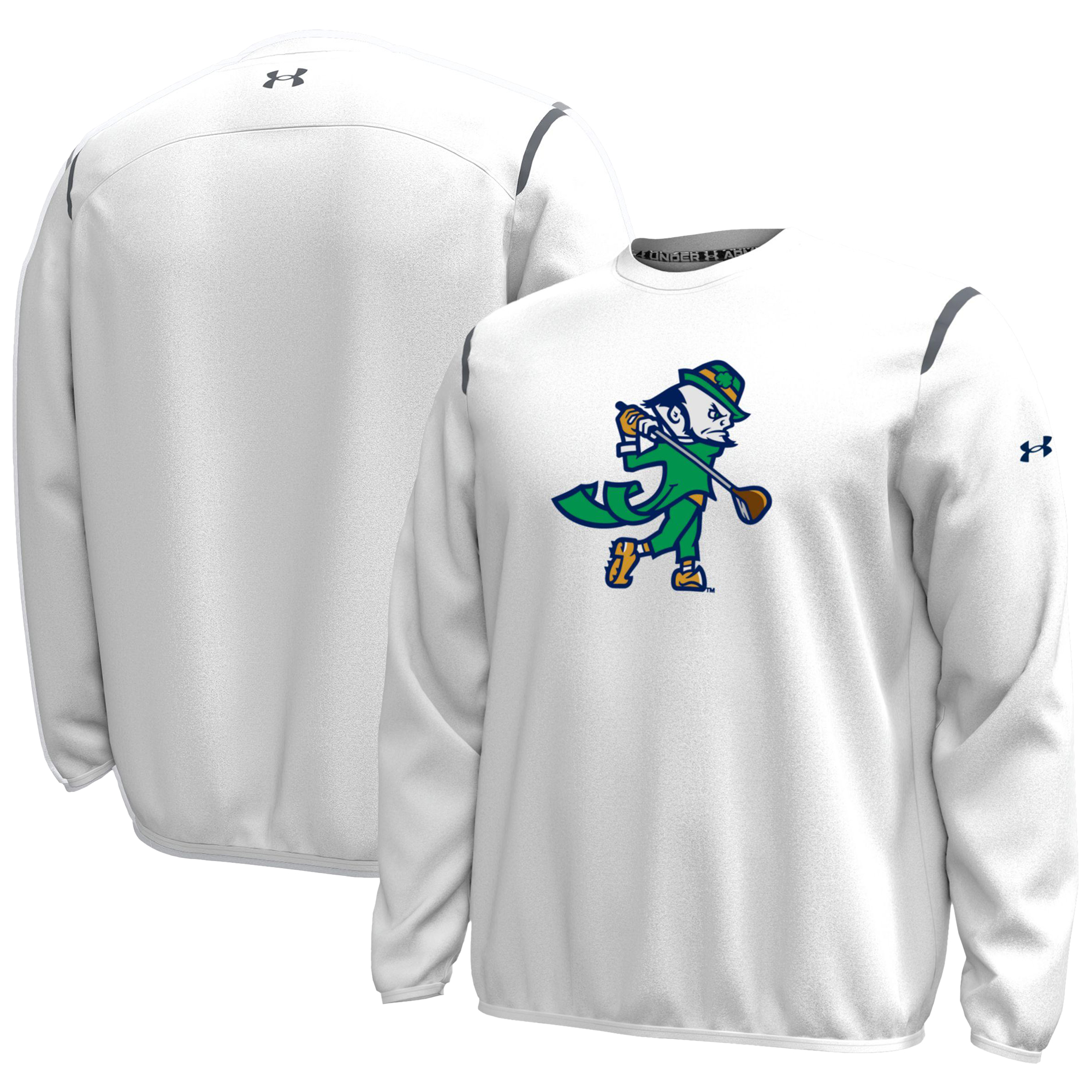 Men’s Under Armour White Notre Dame Fighting Irish Golf Leprechaun Chenille Patch Unstoppable Sweatshirt Men’s Under Armour White Notre Dame Fighting Irish Golf Leprechaun Chenille Patch Unstoppable Sweatshirt