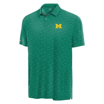 Men's Antigua Green Michigan Wolverines Lucky Run Polo