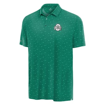 Men's Antigua Green Ohio State Buckeyes Lucky Run Polo