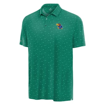 Men's Antigua Green Kansas Jayhawks Lucky Run Polo
