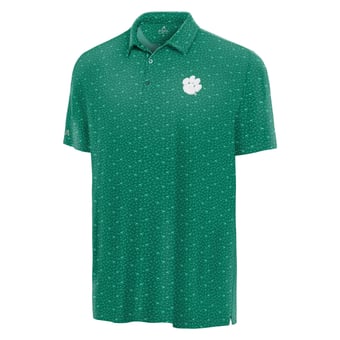 Men's Antigua Green Clemson Tigers Lucky Run Polo