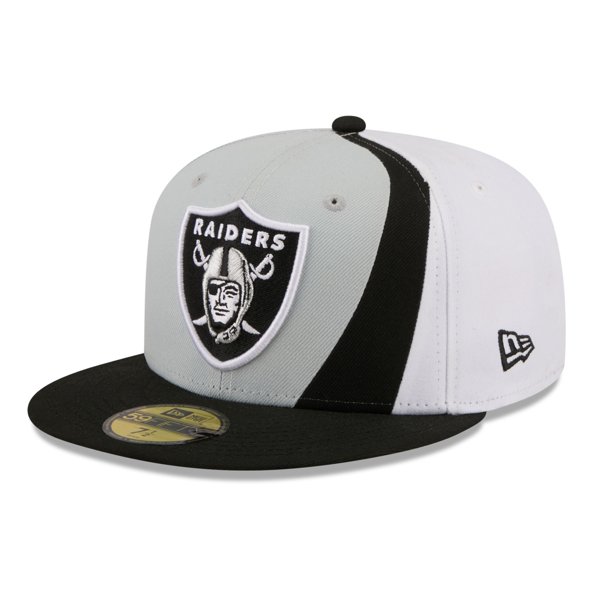 New Era Men's Silver/Black Las Vegas Raiders Shock 59FIFTY Fitted Hat - Silver, Black