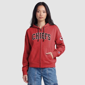 Women's Champion  Red Kansas City Chiefs Contrast Liner Full-Zip Hoodie