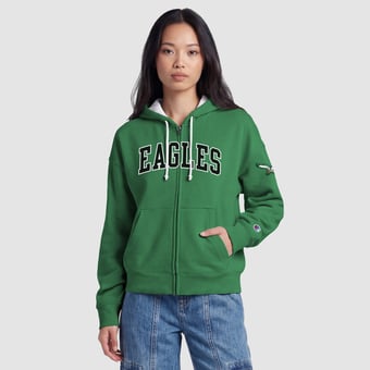 Women's Champion  Kelly Green Philadelphia Eagles Contrast Liner Full-Zip Hoodie