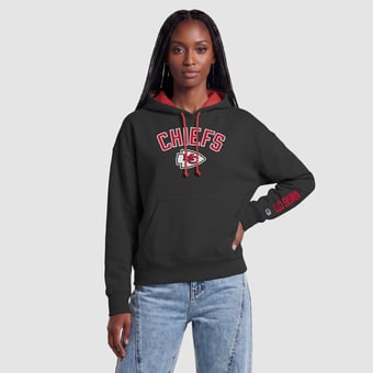 Women's Champion  Black/Red Kansas City Chiefs Contrast Liner Hoodie
