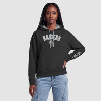 Women's Champion  Black/Silver Las Vegas Raiders Contrast Liner Hoodie