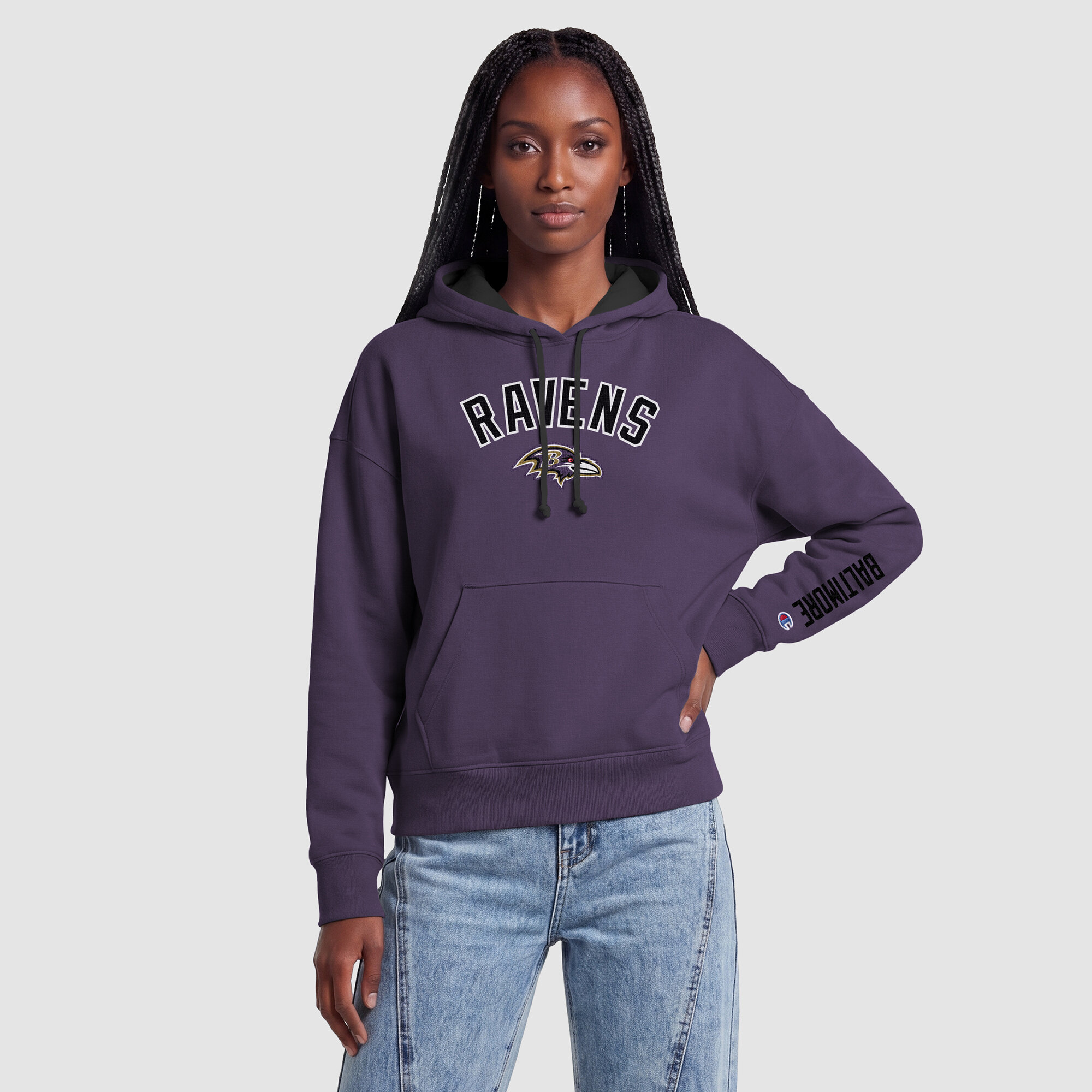 Champion Women's Purple/Black Baltimore Ravens Contrast Liner Hoodie - Purple, Black