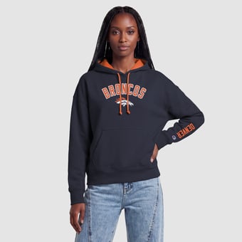 Women's Champion  Navy/Orange Denver Broncos Contrast Liner Hoodie