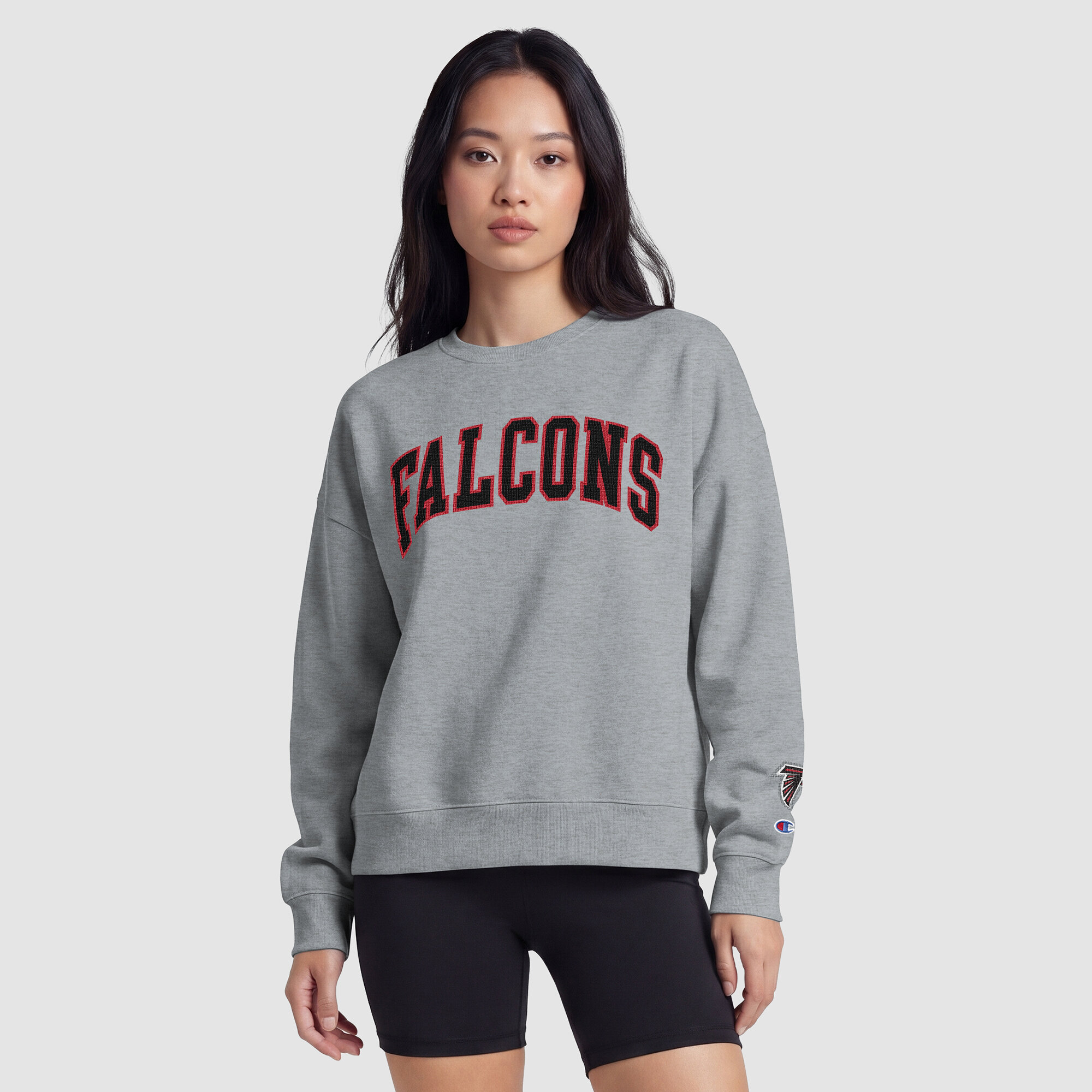 Atlanta Falcons Champion Women's Contrast Lined Sweatshirt - Heather Gray