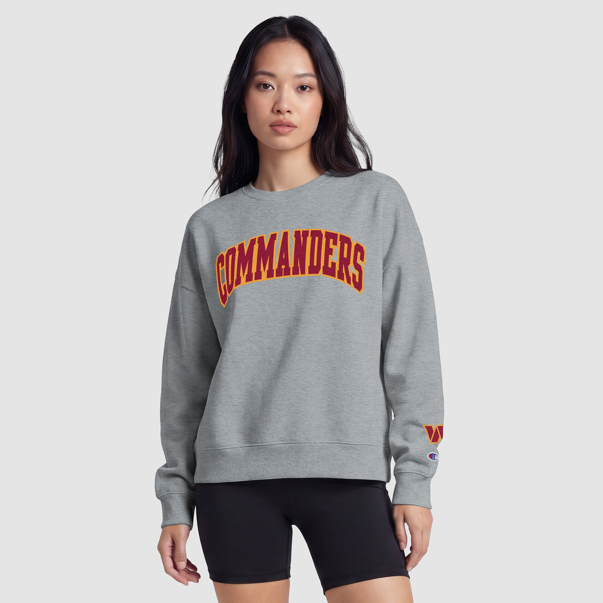Champion Washington Commanders Women's Contrast Lined Sweatshirt - Heather Gray - Heather Gray, Navy