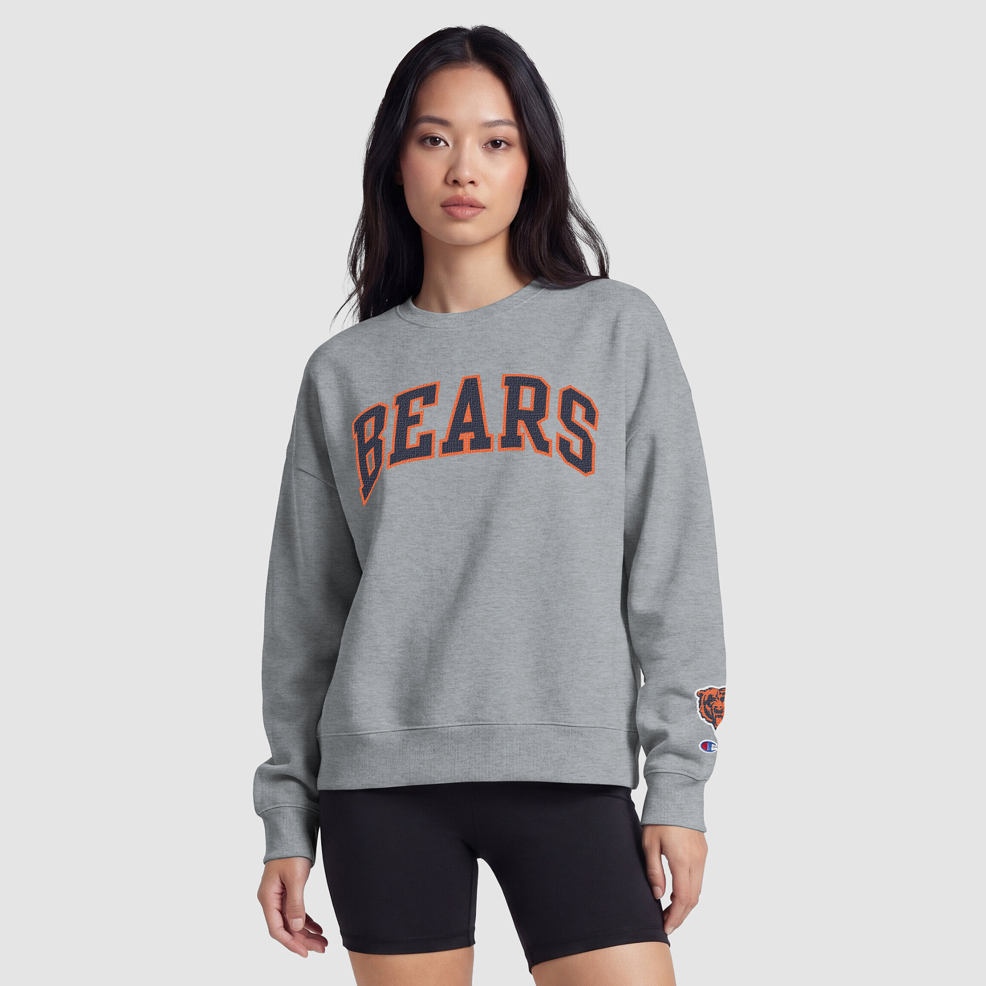 Chicago Bears Champion Women's Contrast Lined Sweatshirt - Heather Gray