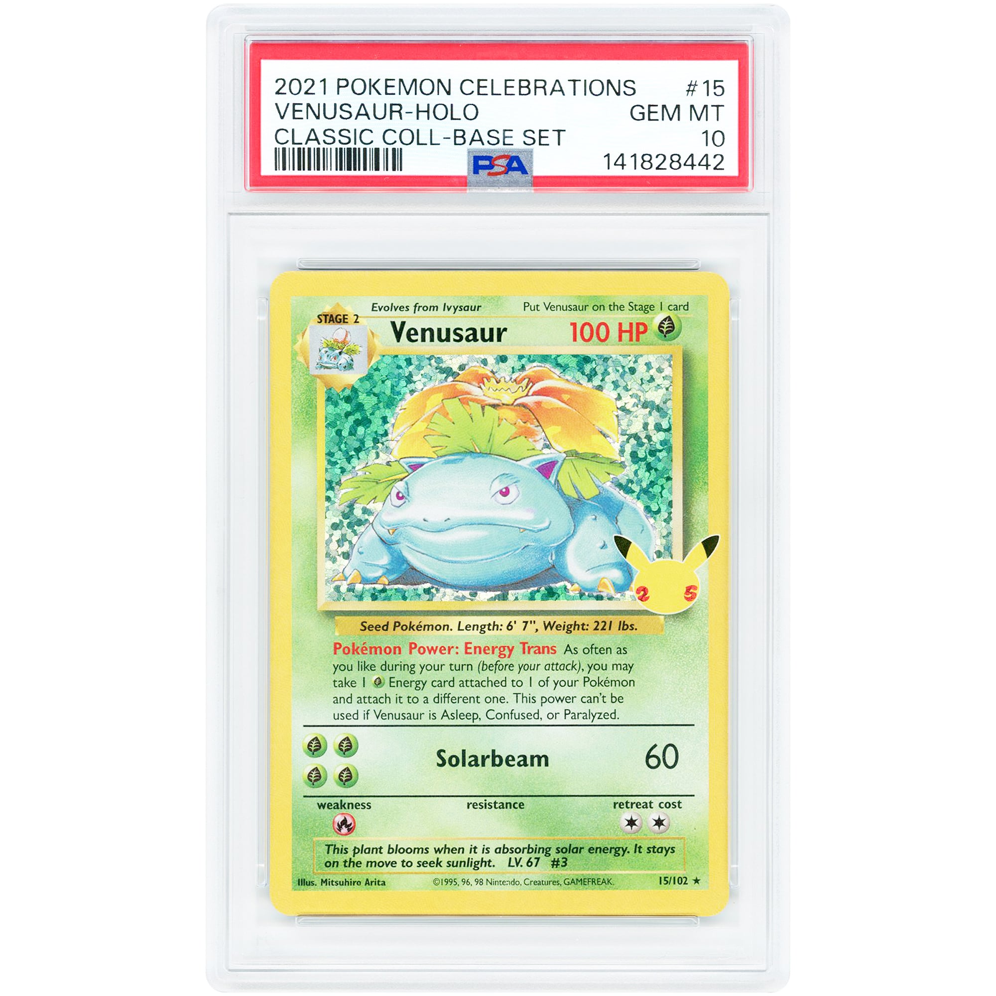 Venusaur 2021 Pokemon Celebrations Classic Collection Base Set Holo #15 PSA Authenticated 10 Card