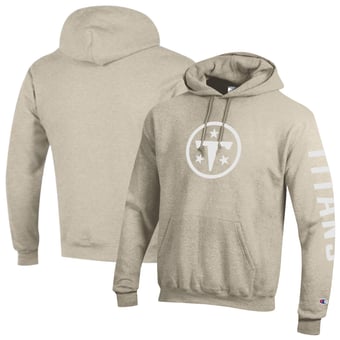 Men's Champion Oatmeal Tennessee Titans Powerblend Hoodie