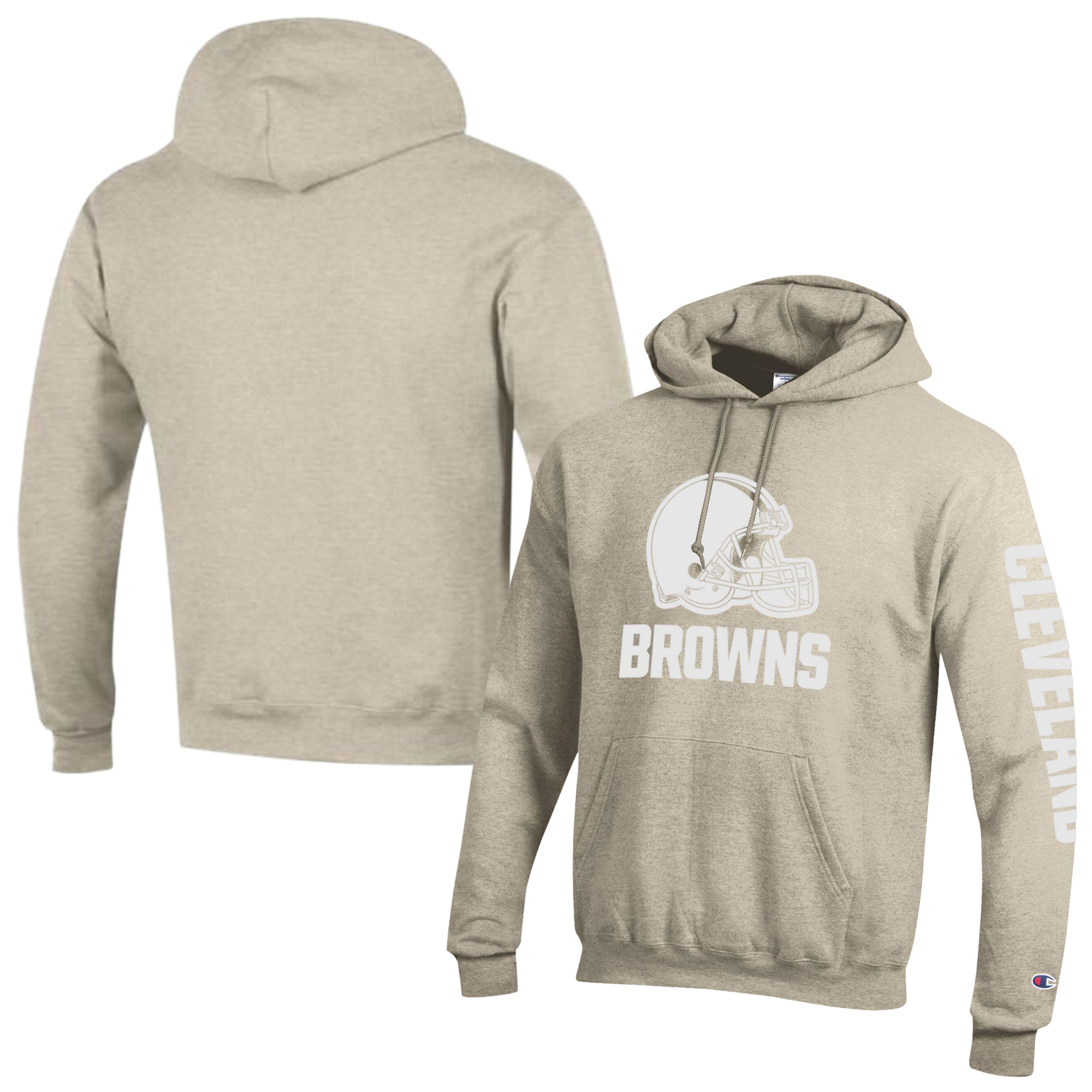 Men's Champion  Oatmeal Cleveland Browns Powerblend Hoodie