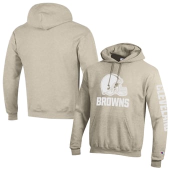 Men's Champion Oatmeal Cleveland Browns Powerblend Hoodie