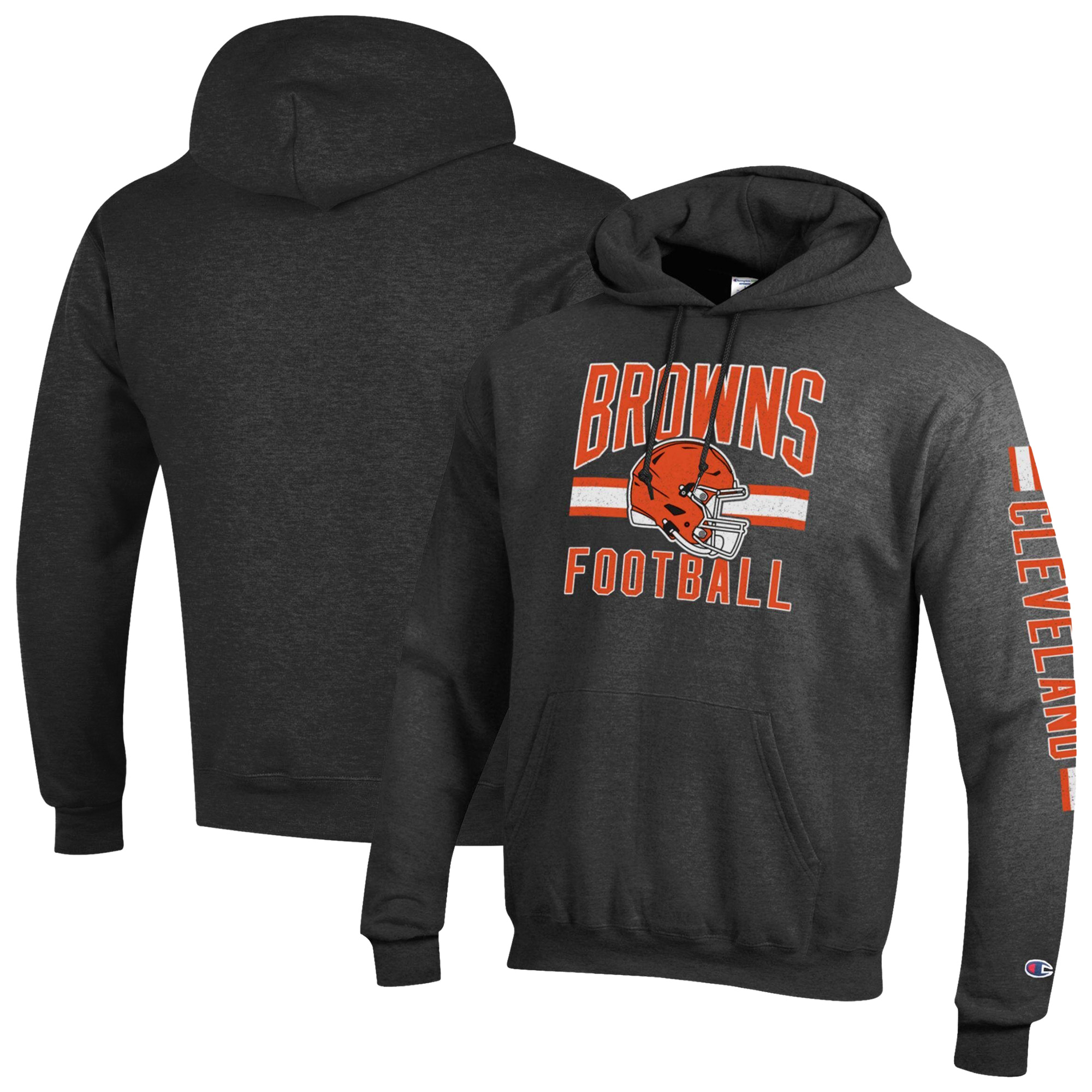 Men's Champion  Heather Charcoal Cleveland Browns Powerblend Hoodie