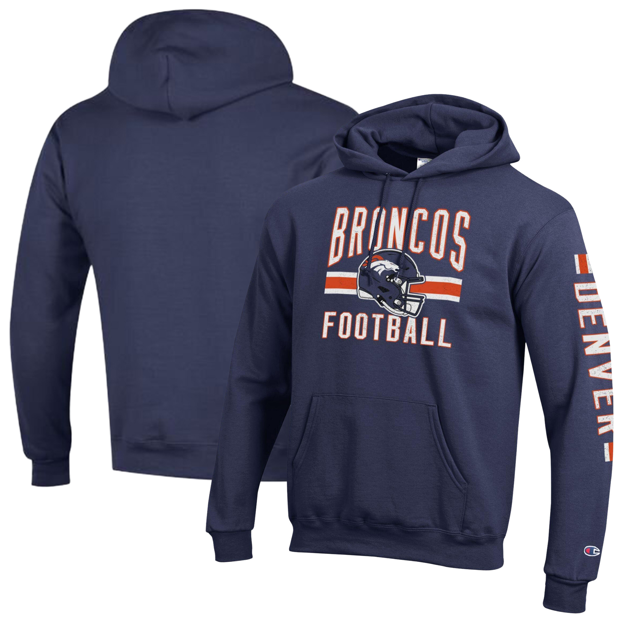 Men's Champion  Navy Denver Broncos Powerblend Hoodie