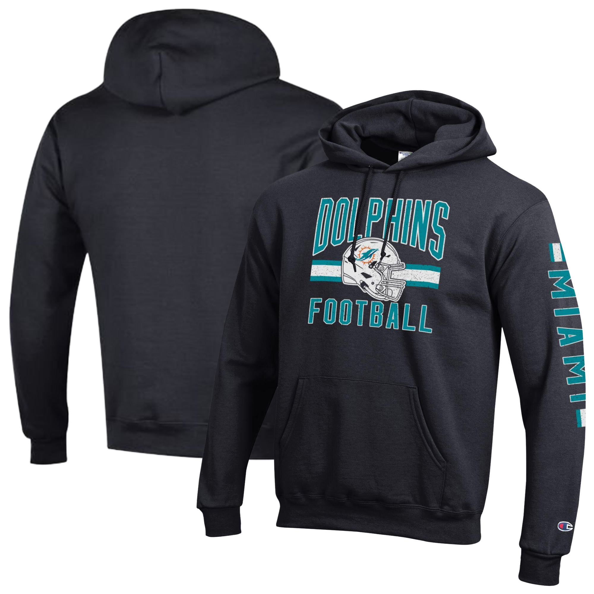 Men's Champion  Black Miami Dolphins Powerblend Hoodie
