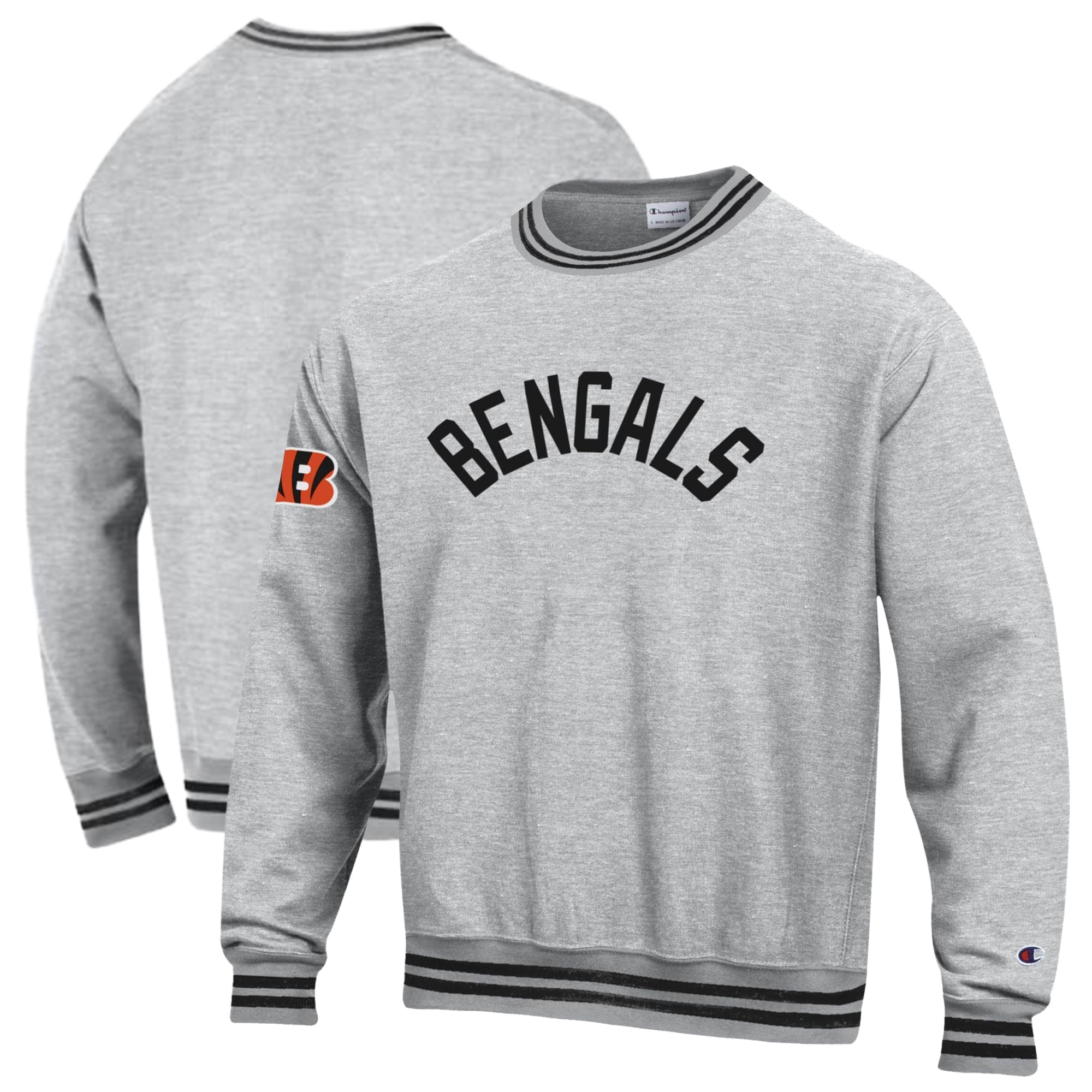 Men’s Champion Gray/Black Cincinnati Bengals Reverse Weave Yarn Dye Sweatshirt Men’s Champion Gray/Black Cincinnati Bengals Reverse Weave Yarn Dye Sweatshirt