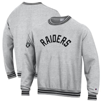Men's Champion  Heather Gray/Black Las Vegas Raiders Reverse Weave Yarn Dye Sweatshirt
