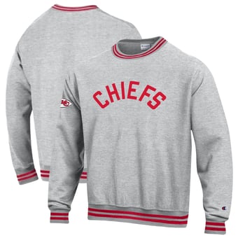 Men's Champion  Heather Gray/Red Kansas City Chiefs Reverse Weave Yarn Dye Sweatshirt