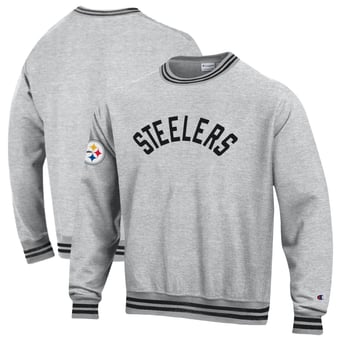 Men's Champion  Heather Gray/Black Pittsburgh Steelers Reverse Weave Yarn Dye Sweatshirt