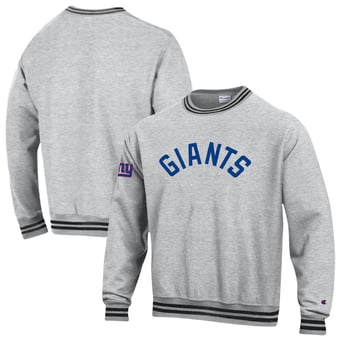 Men's Champion  Heather Gray/Black New York Giants Reverse Weave Yarn Dye Sweatshirt