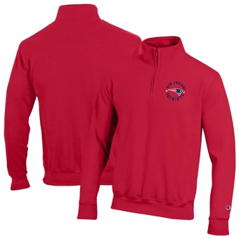 Men's Champion Red New England Patriots Powerblend Quarter-Zip Pullover